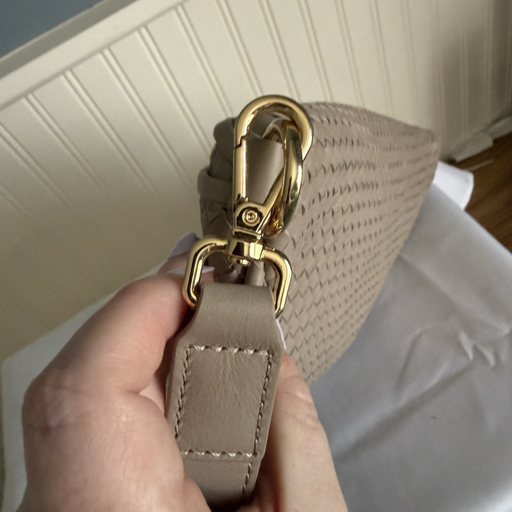 Quince Woven Leather Satchel in Taupe - Picture 6 of 14
